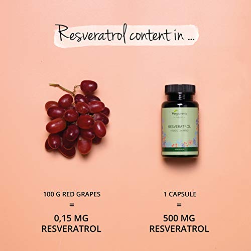 Resveratrol + Vitamina B3 Vegavero® | Antioxidante & Antiedad Natural | Origen Vegetal | Sin Aditivos | 500 mg | Apto Para Veganos | 60 Cápsulas | Nicotinamida | Trans-Resveratol