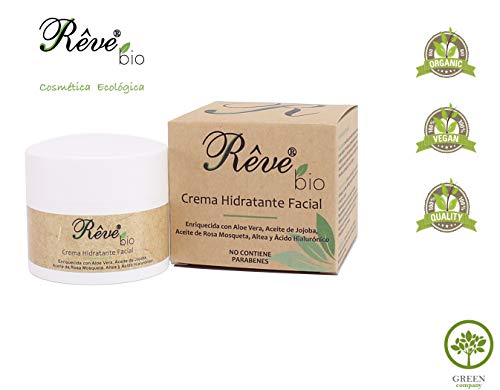 REVE Crema Hidratante Facial Bio - Hombre y Mujer, Día y Noche, fluida y de absorción rápida en la cara para todo tipo de pieles, apta para Veganos y pieles sensibles - 50 ml