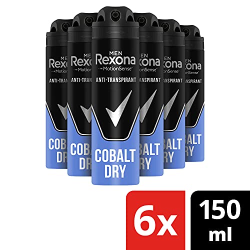 Rexona Desodorante en spray Cobalt para hombre, paquete de 6 unidades de 150 ml