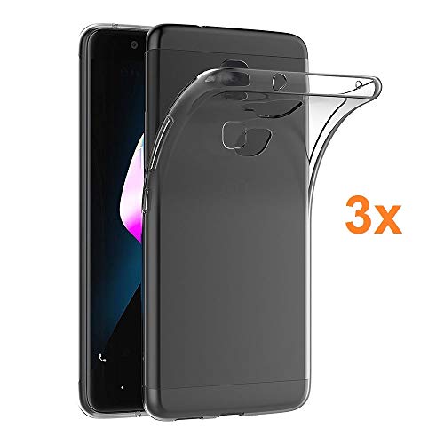 REY 3X Funda Carcasa Gel Transparente para BQ AQUARIS V Plus - BQ AQUARIS Vs Plus, Ultra Fina 0,33mm, Silicona TPU de Alta Resistencia y Flexibilidad