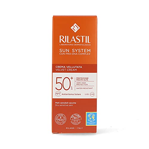Rilastil Sun System - Fotoprotector Facial Velluto con Spf 50+, Respetuoso con el Medio Ambiente y Resistente al Agua, 50 Mililitros
