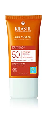 Rilastil Sun System - Fotoprotector Facial Velluto con Spf 50+, Respetuoso con el Medio Ambiente y Resistente al Agua, 50 Mililitros