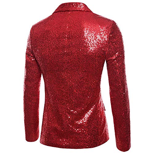 riou Chaqueta de los Hombres Blazer de Lentejuelas Dorado Traje de Rendimiento Traje Floral con Solapa con Muesca Blazer de Moda con Estilo One Buckle