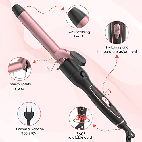 Rizador de Pelo Profesional, Tenacillas de Pelo con Peine de Pelo Liso, 6 Tubo Rizador de Cerámica Intercambiables, Calentamiento Instantáneo Temperatura Ajustable, Para Todos Peinados