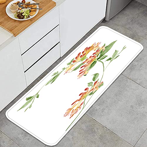 RLYIXU Alfombra de Cocina Antideslizante,ilustración Acuarela madreselva Fondo Simple,Estera de Cocina Felpudos Decorativo Alfombra para Dormitorio Baño Pasillo 45 x 120cm