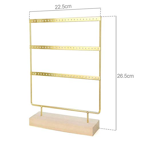 RUBY - Organizador de Joyas , Expositor de Pendientes de Madera y Metal, Joyero Soporte Vintage, Jewelry Organizer, Joyeros Colgador Pendientes (Oro, 3 Pisos)