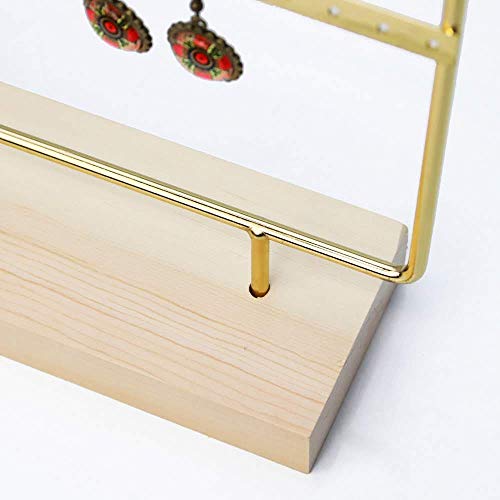 RUBY - Organizador de Joyas , Expositor de Pendientes de Madera y Metal, Joyero Soporte Vintage, Jewelry Organizer, Joyeros Colgador Pendientes (Oro, 3 Pisos)