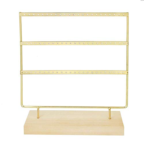 RUBY - Organizador de Joyas , Expositor de Pendientes de Madera y Metal, Joyero Soporte Vintage, Jewelry Organizer, Joyeros Colgador Pendientes (Oro, 3 Pisos)