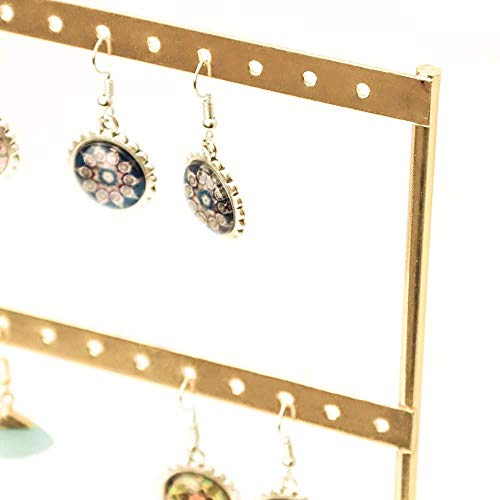 RUBY - Organizador de Joyas , Expositor de Pendientes de Madera y Metal, Joyero Soporte Vintage, Jewelry Organizer, Joyeros Colgador Pendientes (Oro, 3 Pisos)