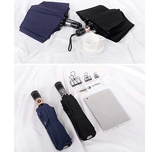 SBSNH A Prueba de Viento I Paraguas de Viaje Resistente al Viento con Teflon I Paraguas Compacto Ligero I Mini Umbrella Paraguas Plegable portátil for Hombres de Mujeres (Negro ， Azul)