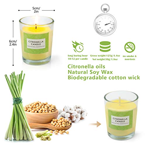 SCENTORINI Vasos de Vela Citronela Vela Cera de Soja Natural Arománticas Decorativas Regalos Aromaterapia