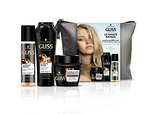 Schwarzkopf Gliss - Neceser Ultimate Repair - Champú 250ml + Mascarilla + Acondicionador Express 930 g- Con Keratina Líquida