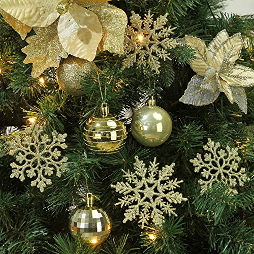Sea Team Decoracion de Navidad Copo de Nieve Plastico y Brillante para Adornos de árbol de Navidad, 4-Inch, Juego de 36 Piezas