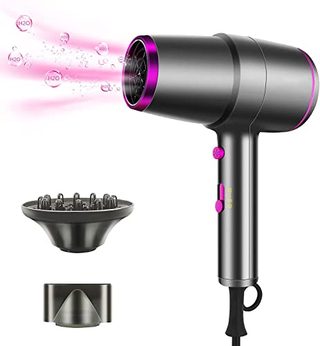 Secador Pelo Profesional Ionico Viaje con Difusor 2200W para Mujer Hombre,Secador de Cabello Rizado Peluqueria 3 Velocidades,Secador de Pelo Rizos Potente Ligero Portátil Hogar Salón