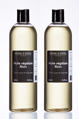 Serge D Estel Paris Aceite de Ricino 1Litro 2x500ml. Ayada al Crecimiento del Cabello y Barba. Forfiticante Natural. Cuidado Pelo Seco Rizado