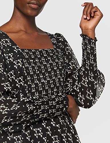 Sisley Dress Vestido, Impresión Negra y Blanca 78F, 42 para Mujer