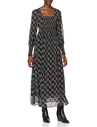 Sisley Dress Vestido, Impresión Negra y Blanca 78F, 42 para Mujer