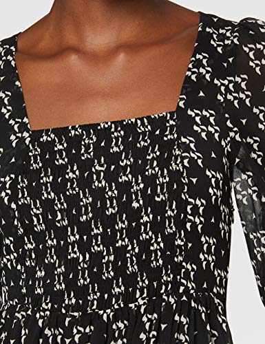Sisley Dress Vestido, Impresión Negra y Blanca 78F, 42 para Mujer