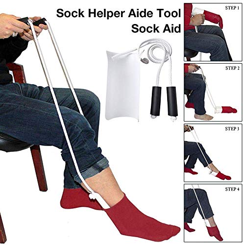 Sistema de ayuda para poner calcetines, fáciles de poner y quitar, control deslizante, ideal para ancianos, discapacitados, minusválidos, mujeres embarazadas
