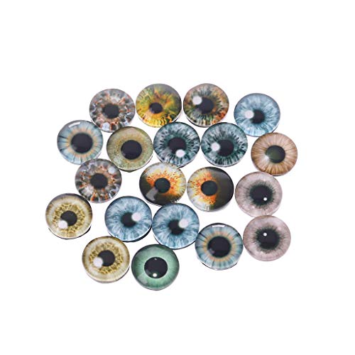 Siwetg 20 Unids Glass Doll Eyes Animal DIY Crafts Eyeballs para Dinosaur Eye Accesorios Joyería Fabricación Hecha A Mano 8mm / 12mm / 18mm
