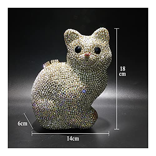 Snow scene Bolso de cena de cristal de metal Liekong Metal de gato, bolsa de diamante hecho a mano Aliexpress Bolso de lady de comercio exterior (Color : Negro)