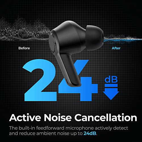 SoundPEATS T3 Auriculares Bluetooth 5.2, Auriculares Inalámbricos con Reducción de Ruido Activa con 4 Micrófonos, Llamadas Claras, Modo Transparente, Auriculares ANC Táctiles Durante 16,5 Horas
