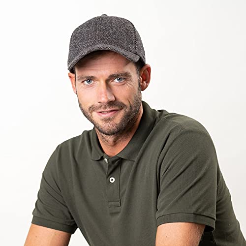 Stetson Gorra de Lana Plano, Hombre - Gorra de béisbol con el Dorso de la Visera de Cuero - Gorra de Caballero con diseño en Espiga - con Forro de algodón - otoño/Invierno marrón Oscuro L (58-59 cm)