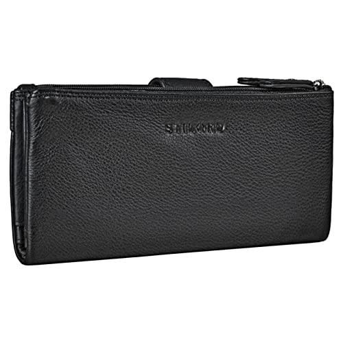 STILORD 'Camille' Cartera Grande Mujer Piel Vintage Billetera con Monedero para Señoras Cartera Tarjetero Bloqueo RFID en Cuero Genuino, Color:Negro