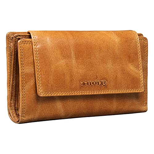 STILORD 'Ira' Cartera Mujer Cuero Vintage con RFID Potección Monedero Retro Billetera Minimalista Tarjetero con Cremallera Piel Genuina, Color:Perugia - marrón
