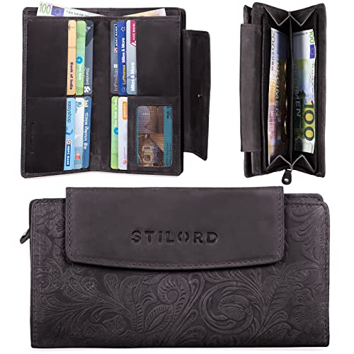 STILORD 'Lorelai' Cartera Piel Mujer Monedero Grande Vintage Billetera para Tarjetas DNI Billetes de Cuero auténtico, Color:Canyon - marrón
