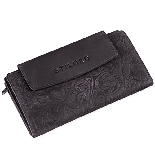 STILORD 'Lorelai' Cartera Piel Mujer Monedero Grande Vintage Billetera para Tarjetas DNI Billetes de Cuero auténtico, Color:Canyon - marrón