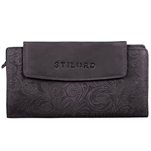 STILORD 'Lorelai' Cartera Piel Mujer Monedero Grande Vintage Billetera para Tarjetas DNI Billetes de Cuero auténtico, Color:Canyon - marrón