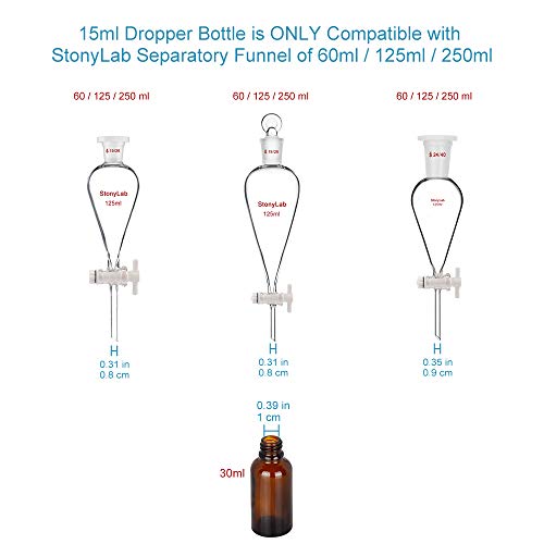 stonylab 30ml (1 oz) 4-Pack Frasco Gotero de Vidrio, Botella Cuentagotas de Vidrio Vacío Marrón con Vidrio Cónico, Tapón Interno y Etiqueta, para Fragancias de Aromaterapia de Aceites Esenciales