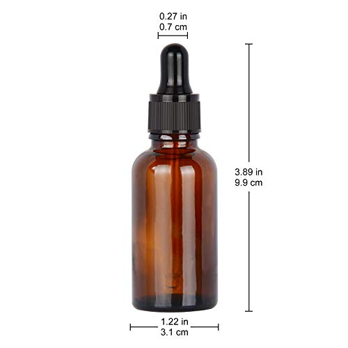 stonylab 30ml (1 oz) 4-Pack Frasco Gotero de Vidrio, Botella Cuentagotas de Vidrio Vacío Marrón con Vidrio Cónico, Tapón Interno y Etiqueta, para Fragancias de Aromaterapia de Aceites Esenciales