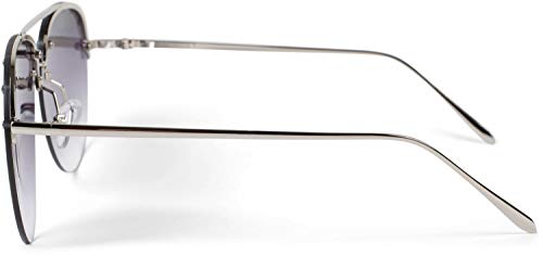 styleBREAKER gafas de sol de piloto de mujer sin contorno con remaches en la lente, lentes tintadas de policarbonato y montura de metal, gafas 09020105, color:Montura plata / vidrio gris gradiente