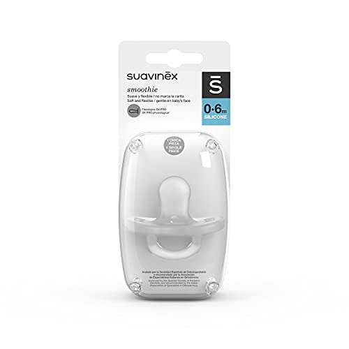 SUAVINEX Nuevo Chupete Para Dormir Todo Silicona, Para Bebés 0/6 Meses, Chupete Con Tetina Fisiológica Sx Pro, Super Blandito Y Flexible, color Blanco, 0-6 Meses, 40 g