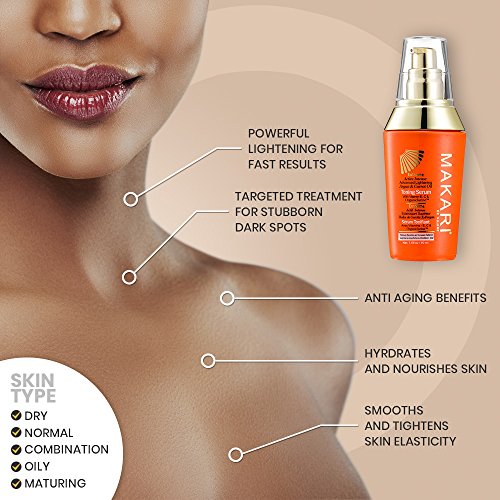 Suero Tonificante de Zanahoria y Aceite de Argán de 1.7oz de la Línea Makari Extreme - Suero Corporal Aclarador que da Brillo y Estira la Piel con OrganiclarinaTM - Blanqueador para Manchas Oscuras