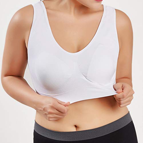 Sujetador Deportivo para Mujer SHOBDW 2019 Nuevo Cómodo Color Sólido Cuello en V Tank Tops Blusa Camisole Camisetas Mujer Tirantes Deporte Bra Tallas Grandes S-6XL(Blanco,6XL)