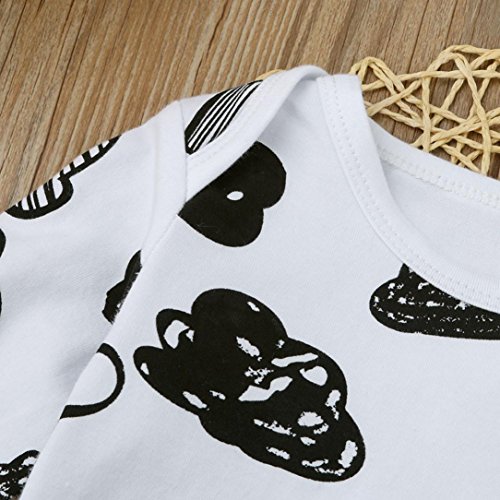 Switchali Ropa Bebe Nino Recien Nacido otoño Impresión de la Nube Blusa Bebe niña Manga Larga Camisetas Bebé Conjuntos Moda Camisa + Pantalones + Sombrero (3 Piezas) (70 (0~3meses), Blanco)