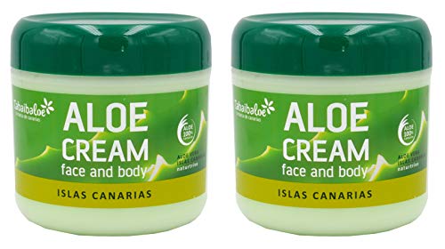 TABAIBALOE Crema Aloe Vera Crema Facial y Corporal Aloe Vera, 300 ml X 2 Unidades, 600 Mililitross