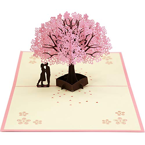 Tarjetas de felicitación y sobres plegables manualmente en 3D, tarjetas de felicitación de cumpleaños, día del padre, día de la madre, día de San Valentín (cerezo)
