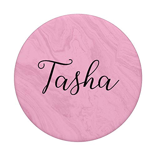 Tasha Nombre Personalizado Rosa Chica Linda Mujeres Personalizadas Negro PopSockets PopGrip Intercambiable