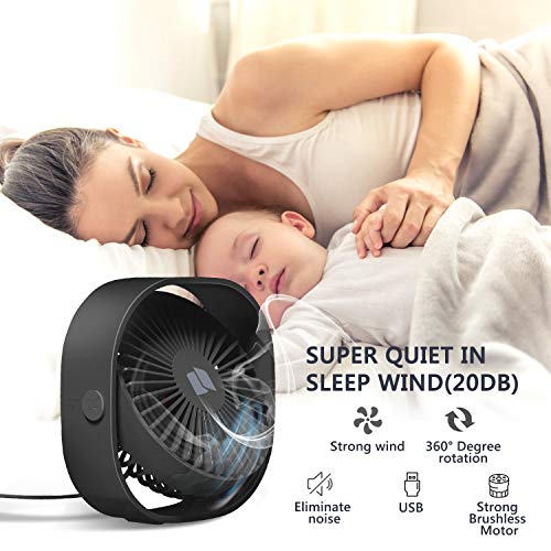 TedGem Ventilador USB, Mini Ventilador USB Silencioso, Personal Portátil Ventilador PC, para Oficina/Hogar/Viajar/Acampar, Alimentado por USB
