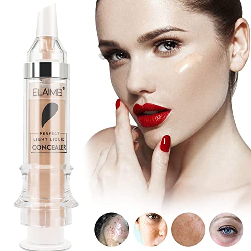 Thnkstaps Corrector líquido Corrector facial impermeable Corrector de contorno de maquillaje corrector de cobertura total para uso durante todo el día para Ojeras Acnés Correctores 1 x 5.5 ml Ivory