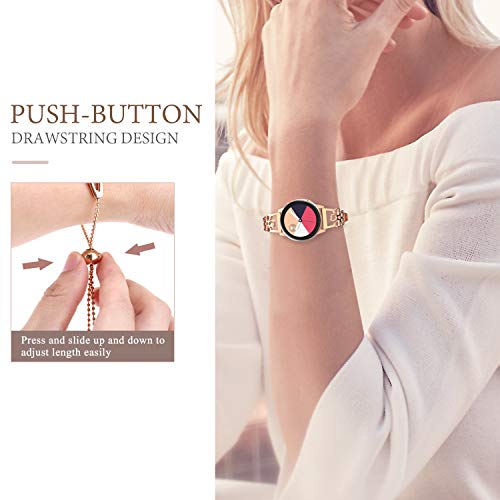 TiMOVO Correa de Repuesto Compatible con Galaxy Watch Active/Active 2/Galaxy Watch 42/Gear S2 Classic, Pulsera de Reloj Banda Flor de Ciruela Acero Inoxidable para Mujer, Oro Rosa