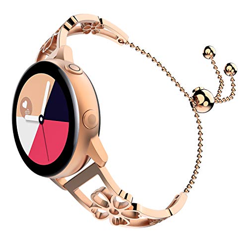 TiMOVO Correa de Repuesto Compatible con Galaxy Watch Active/Active 2/Galaxy Watch 42/Gear S2 Classic, Pulsera de Reloj Banda Flor de Ciruela Acero Inoxidable para Mujer, Oro Rosa