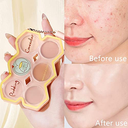 Tixiyu Paleta corrector de 6 colores, corrector de contorno de contorno, juego de paleta de maquillaje, cubre bolsas de ojos y ojeras, ilumina el corrector de cara completa