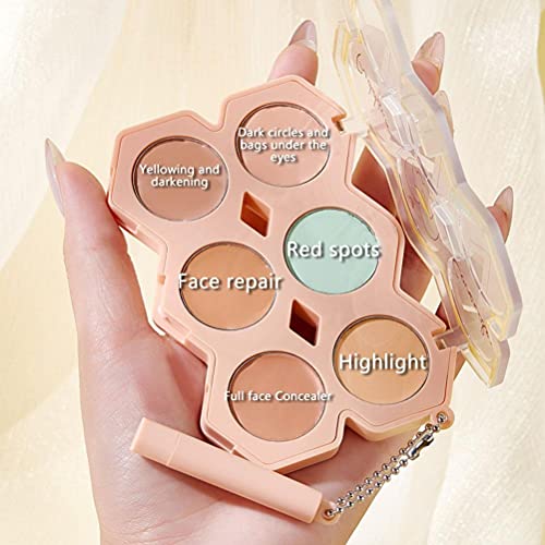 Tixiyu Paleta corrector de 6 colores, corrector de contorno de contorno, juego de paleta de maquillaje, cubre bolsas de ojos y ojeras, ilumina el corrector de cara completa