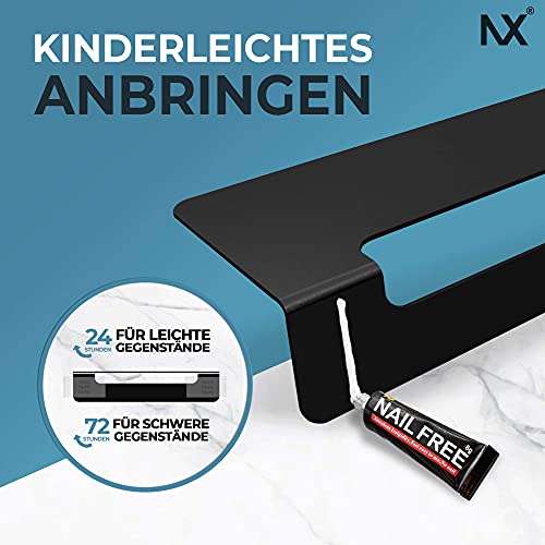 tradeNX - Repisa Plana y sin Agujeros para el baño, Color Negro