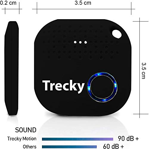 Trecky Buscador de Llave, Anti perdida Mini Localizador y Rastreador Alarma para Buscar o Perseguir Carteras/Monedero/Niños/Mascotas/Llaves/Teléfono para iOS/Android (Negro)
